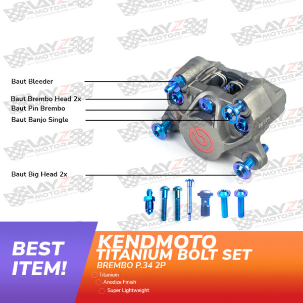 Second image of KENDMOTO BAUT TITANIUM SET KALIPER BREMBO P.34 2P