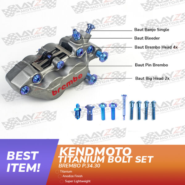 Second image of KENDMOTO BAUT TITANIUM SET KALIPER BREMBO P.34.30