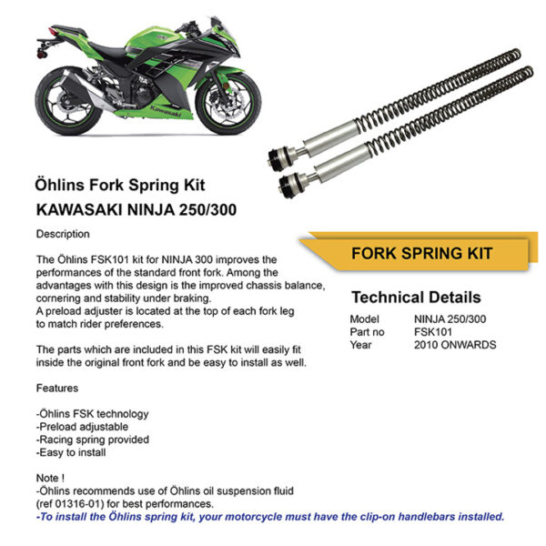 Second image of OHLINS Kawasaki NINJA 300 Front Spring Kit FSK 101