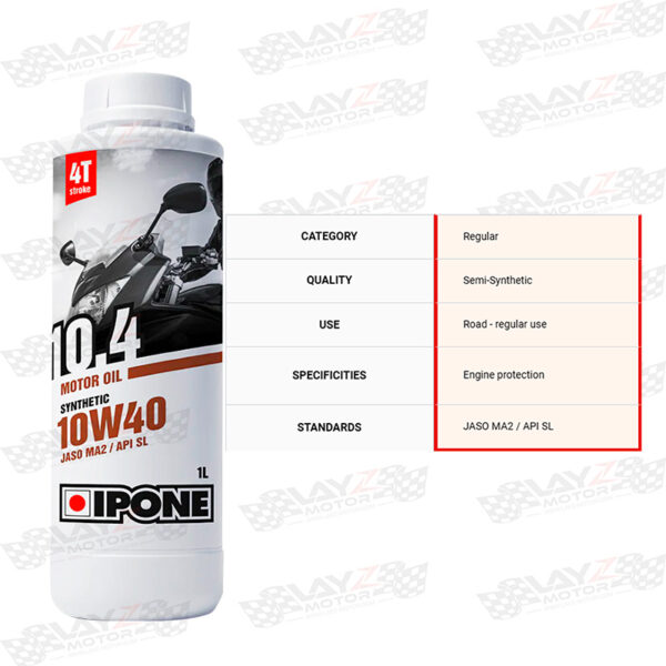 Second image of IPONE Oil 10.4 Synthetic 10W40