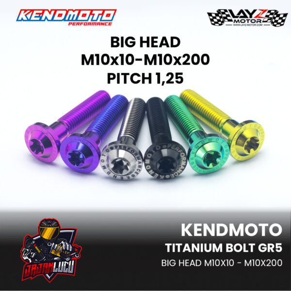 KENDMOTO BAUT TITANIUM BIG HEAD M10 Pitch 1,25 DRAT HALUS