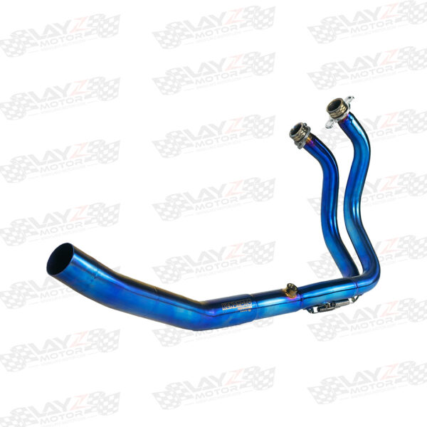 Second image of KENDMOTO Header Titanium Blue Kawasaki Ninja 250 2018  Akrapovic