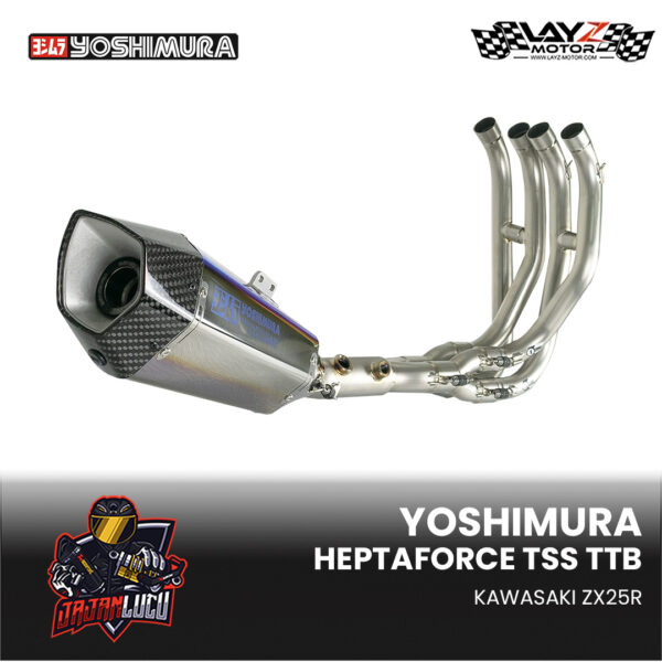 Yoshimura Hepta Force TSS Full System Exhaust TTB (Titanium Blue Cover) - Kawasaki ZX25R
