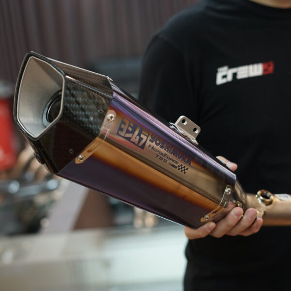 Second image of Yoshimura Hepta Force TSS Full System Exhaust TTB (Titanium Blue Cover) - Kawasaki ZX25R